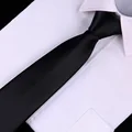 Black Simple Clip on Tie Security Tie Doorman Steward Matte Black Funeral Tie for Men Women Students preview-3