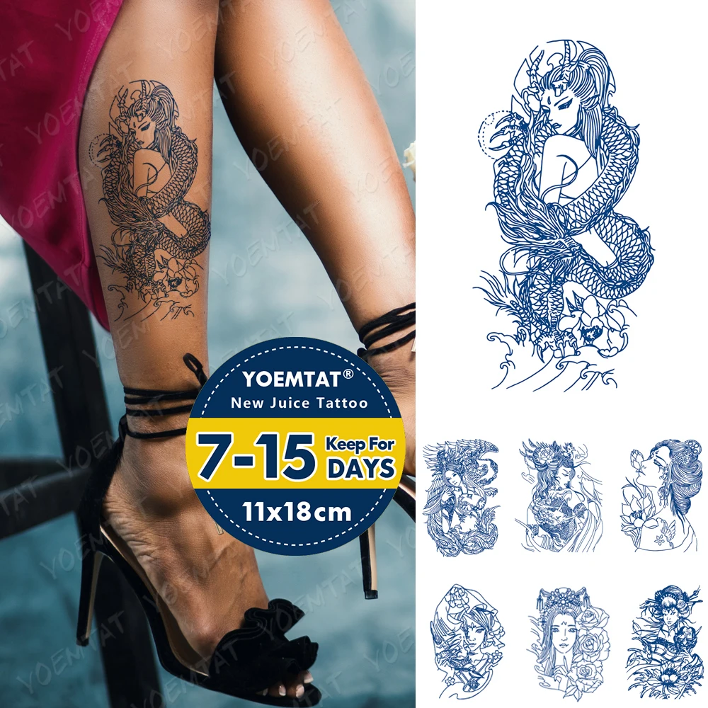 Clacive 8pcs/lot juice ink tattoo sticker fake waterproof floral tempo