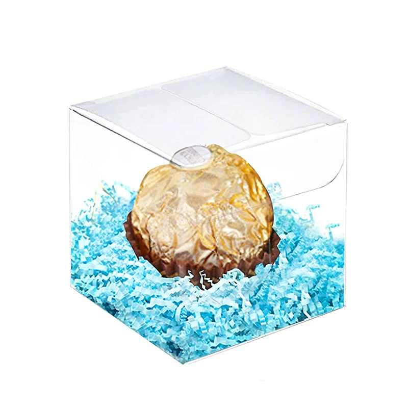 50Pieces/lot Clear Square Wedding Favor Gift Box PVC Transparent