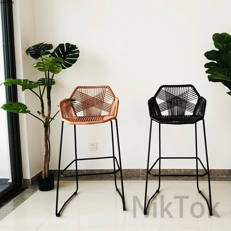 rattan chair with stool