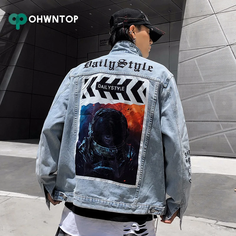 printed jeans jacket for men