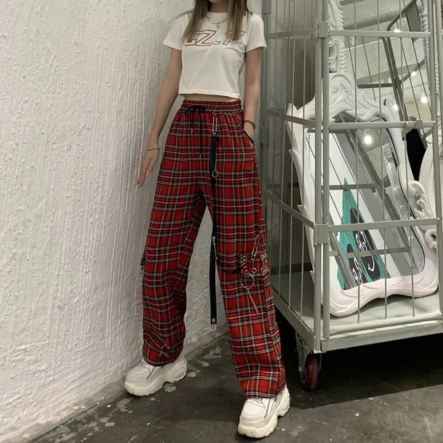 plaid hip hop pants