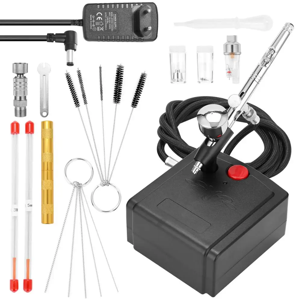 KKmoon Professional Gravity Feed Double Action Airbrush Set with Hose for  Art Painting Manicure Spray Model Air Brush Nail Tool 0.2mm 0.3mm 0.5mm 7cc