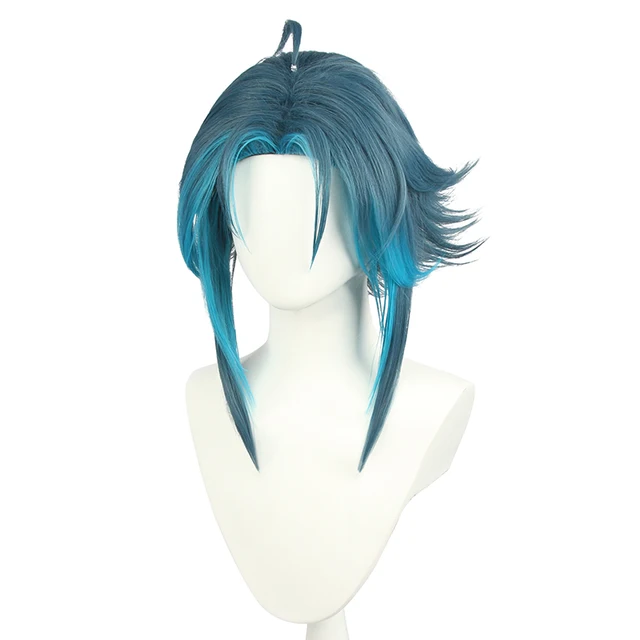 blue short cosplay wig