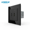 Livolo White Crystal Glass Panel, Two Gang USB Plug Socket / Wall Outlet VL-C792U-11/12/13/15,4colors,no logo preview-2