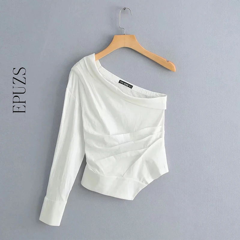 one sleeve white blouse