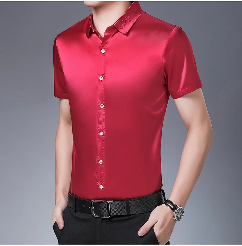 High Quality male short sleeve silk 