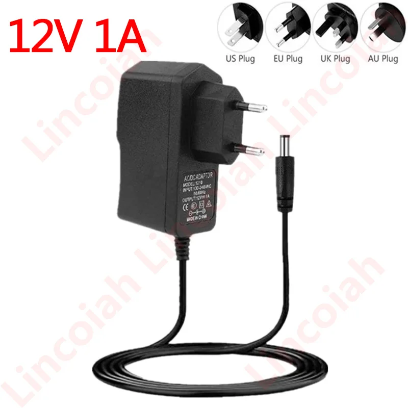 Universal DC 12V 1A AC 100-240V Converter Power Adapter 12V Charger Power Supply EU US UK AU Plug Portable Travel Wall Charger-animated-img