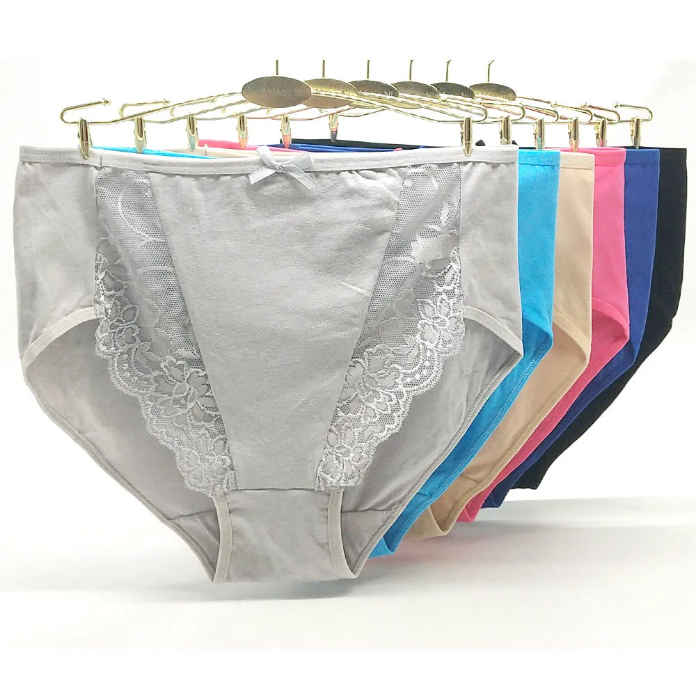 6pieces/lot Cotton panties women underwear plus size briefs high
