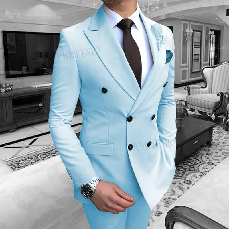 blue suit set for men