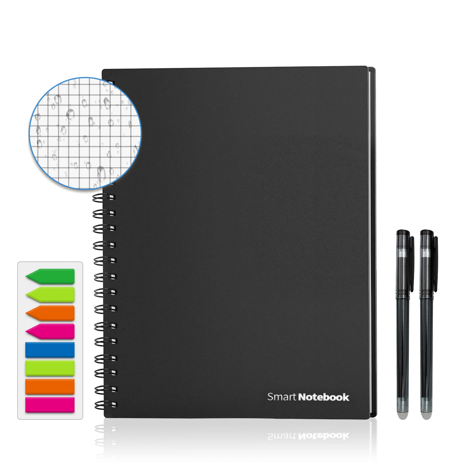 A4 Wet Erasable Reusable Smart Writing Notebook Black Waterproof Paper Auto-Scan Customized Gift Wire Bound Spiral Notes