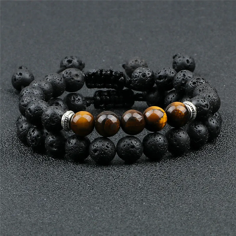 8mm Lava Stone Beads Bracelet Men Strand Bracelets For Women Handmade 2017  Men Jewelry Charm Cuff Wristband Adjustable Bileklik