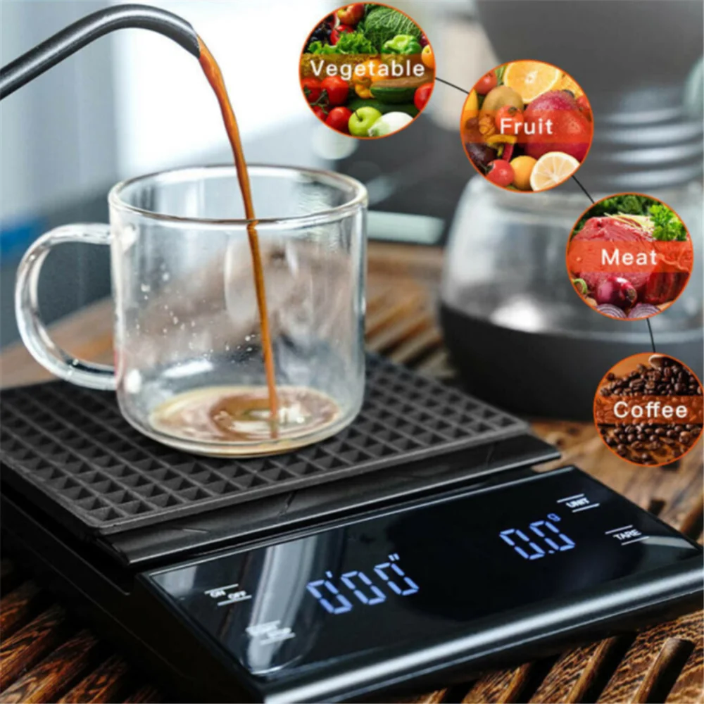 USB Charging Coffee Electronic Scale Smart Coffee Scale with Timing Function Roasting Scale Digital Kitchen Scale with Pad