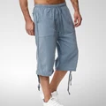 Linen Short Men 3/4 Length Knee Cotton Large Size 5xl High Waist Plus Size 3XL Bermuda Shorts Male Long Men's Summer Breeches preview-3