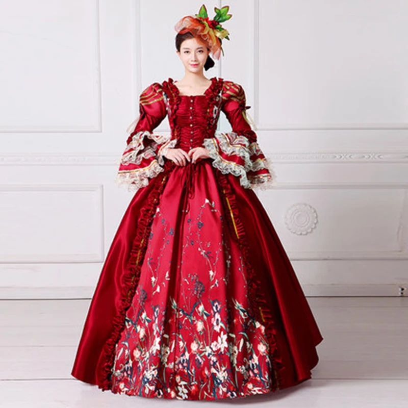 gold red victorian dress