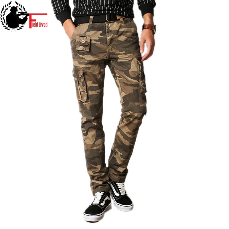 camo slim cargo pants