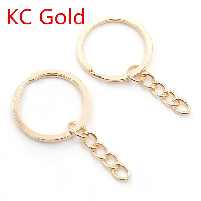 20 pcs/lot Key Ring Key Chain 7 Colors Plated 50mm Long Round Split Keychain  Keyrings