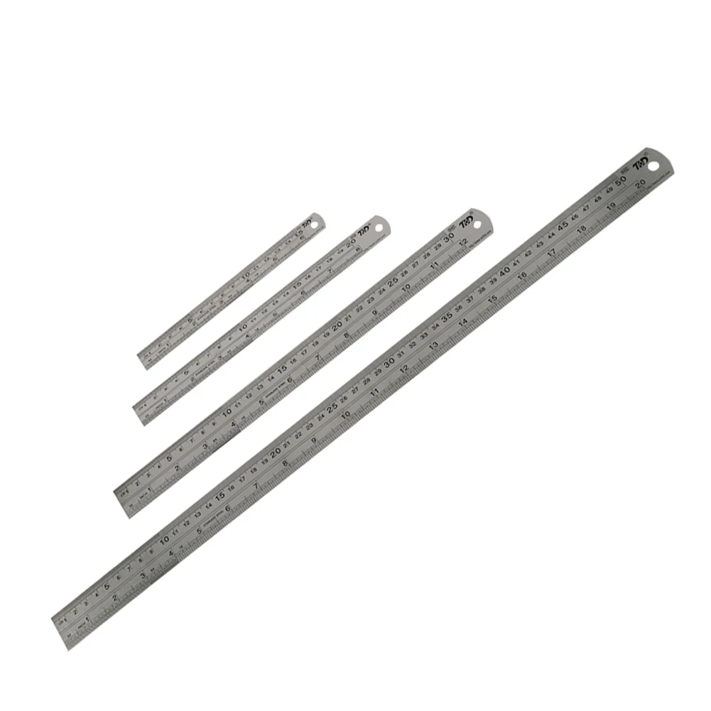 Stainless Steel Double Side Straight Ruler Centimeter Inches Scale Metric  Ruler Precision Measuring Tool 15cm/20cm/30cm/50cm 