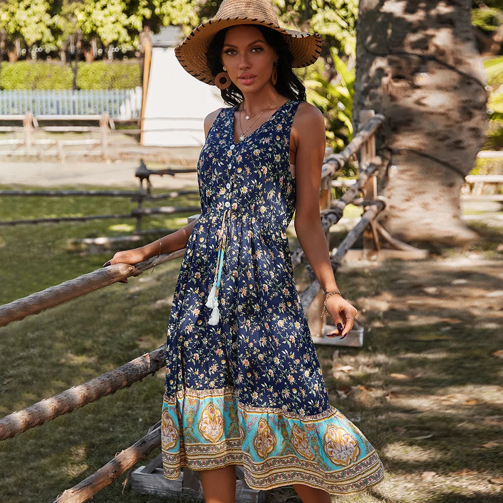 navy floral summer dress