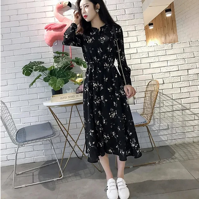 Autumn Winter Black Vintage Floral 