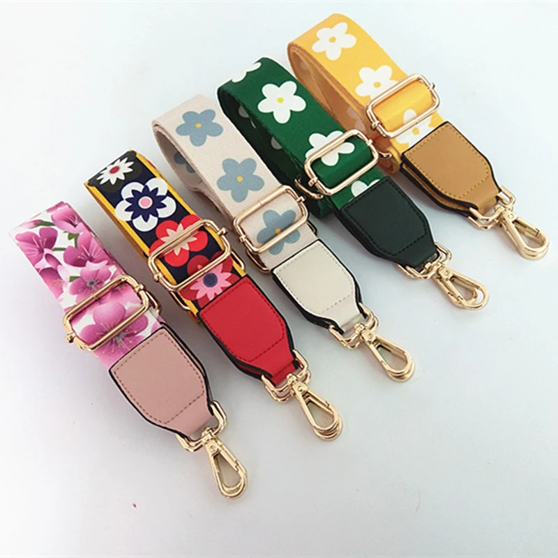 קנו אביזרים לתיקים  Fashion Rainbow Belt Bag Straps Nylon Flower