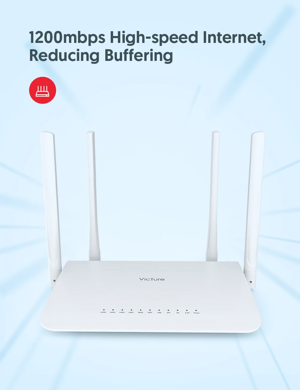 WiFi Router AC1200 for Home, Wireless Router, Dual Band WiFi Router with 4 Gigabit LAN Ports, Coverage up to 3500 sqft, Supports
