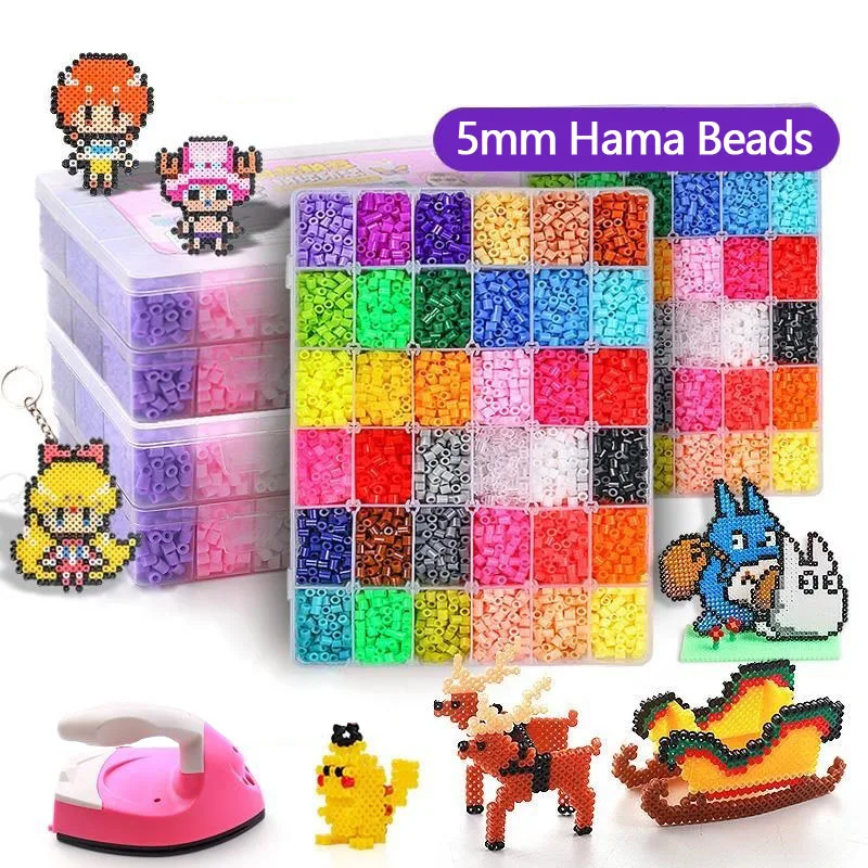 24/72 colors box set hama beads toy 2.6/5mm perler educational Kids 3D  puzzles diy toys fuse beads pegboard sheets ironing paper