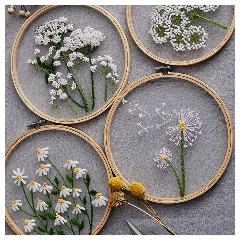 Starter Embroidery Kit Flowers Pattern DIY Beginner Embroidery
