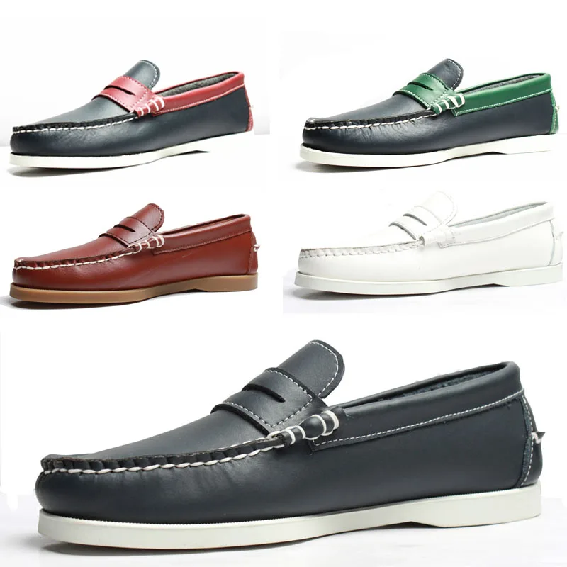 Leather Shoes Wine Red Boat Shoes Mens 