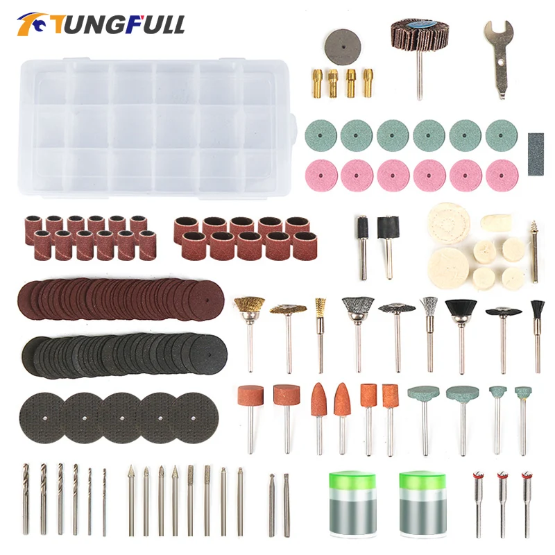 קנו אלי אקספרס  Tungfull 161Pcs Dremel Style Accessories Abrasive Tools  Wood Metal Engraving Electric Rotary Tool Accessory for Dremel Bit Set