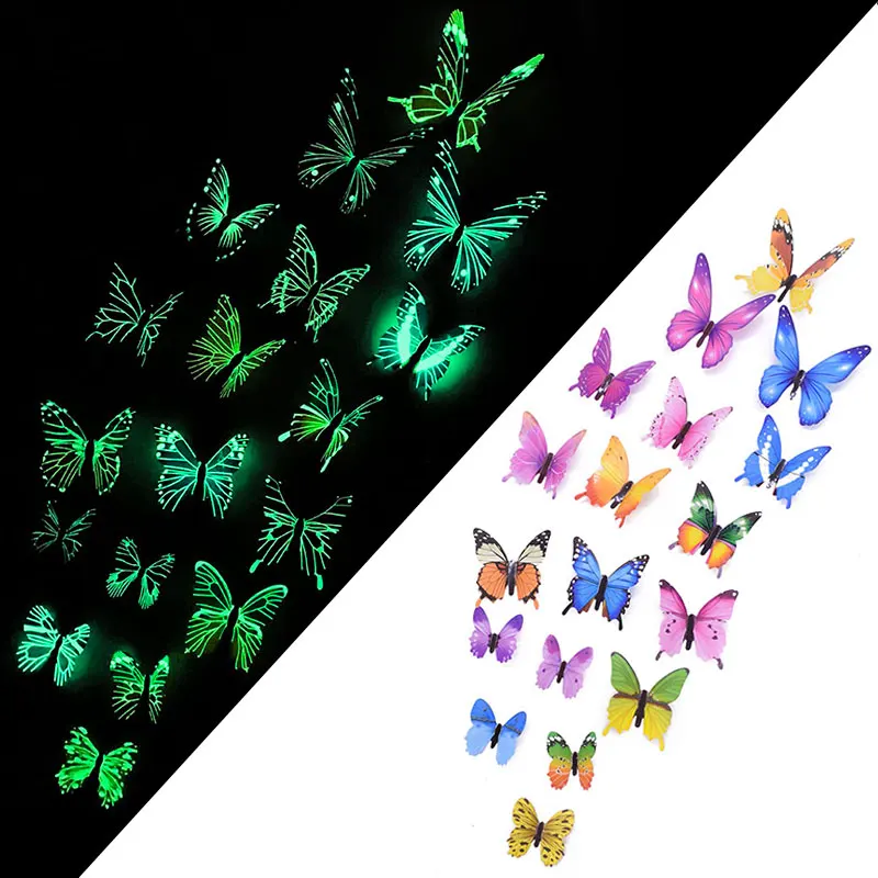 12Pcs Glow in The Dark 3D Butterfly Wall Stickers Butterfly Decals
