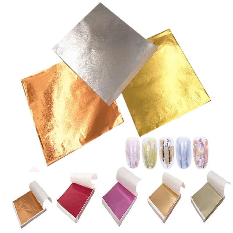 100pcs Sheets Imitation Gold Silver Foil Paper Leaf Gilding DIY