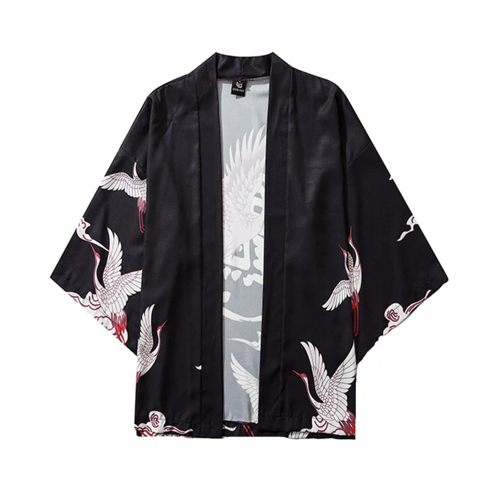 Summer Mens Kimono Shirt Plus Size 