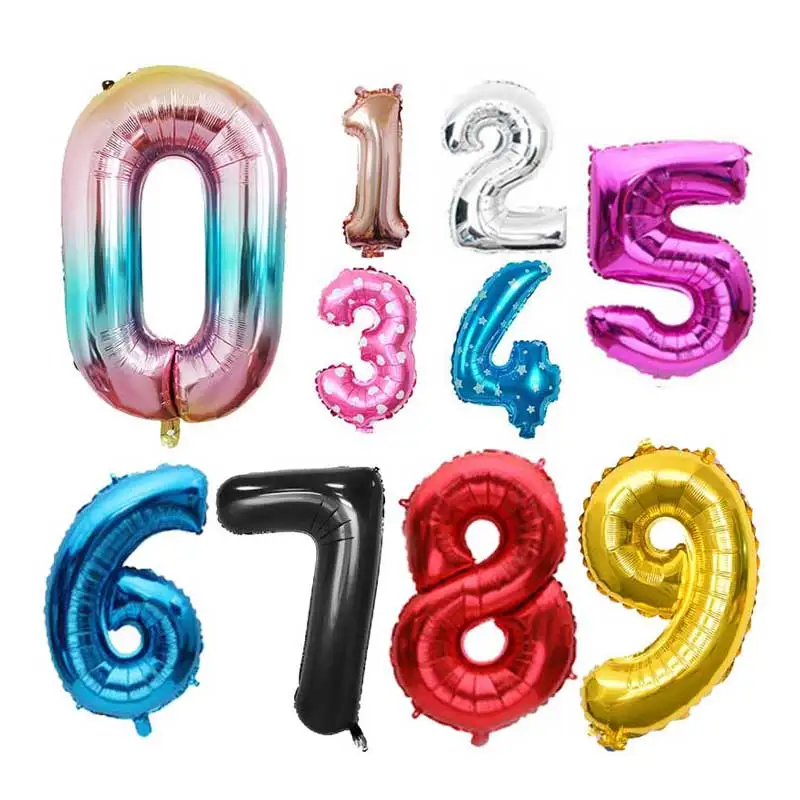 16 32 Inch Foil Number Balloons Wedding Happy Birthday Party Decorations Rose Gold Digital Globos Balloon Baby Shower Supplies-animated-img