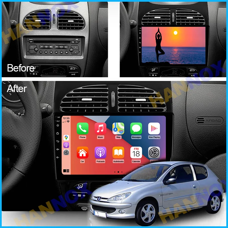 Junsun Car Radio For Peugeot 206 206CC 206SW 2001 - 2008 wireless CarPlay  Android Auto car intelligent systems No 2 din 2din DVD