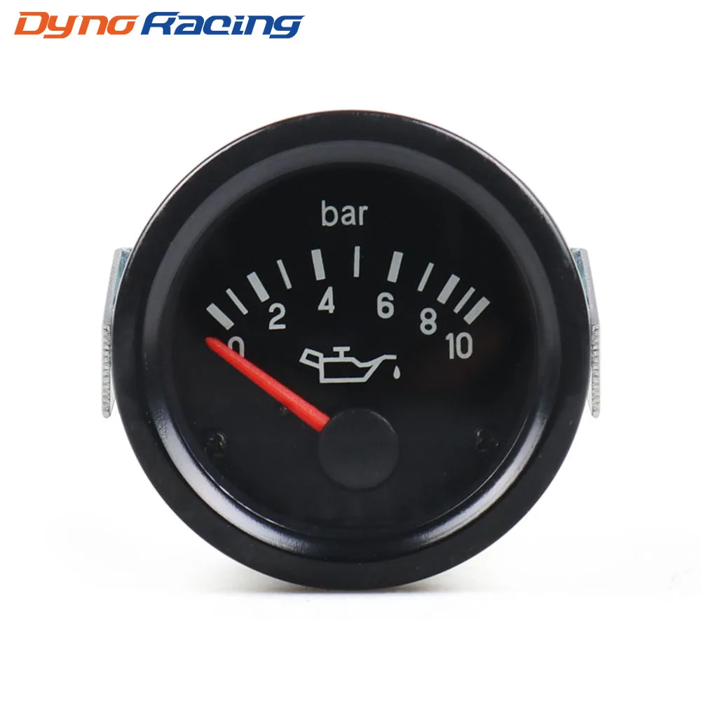 2" 52mm Car Oil Press Gauge 0-10 Bar Pointer 12V Oil Pressure Press Gauge Yellow Light Car Meter Without Sensor-animated-img