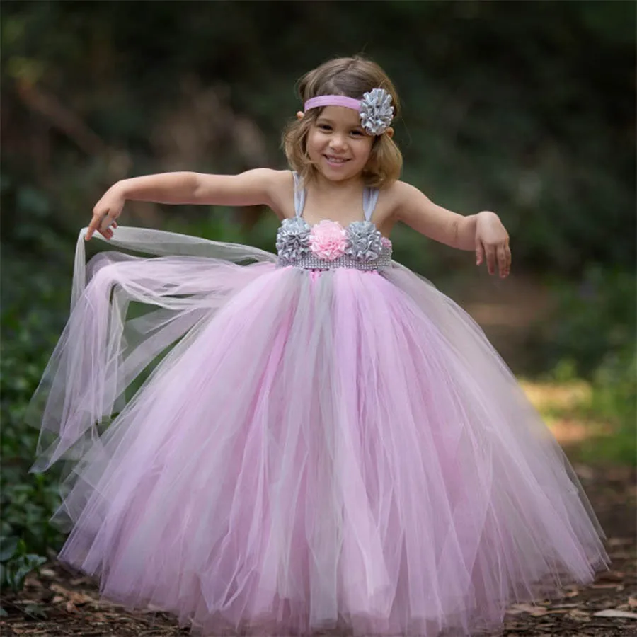 pink and grey gown