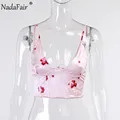 Nadafair Satin Corset Tops Women Wrap V Neck Floral Tanks Camis  Sexy Bustier Summer Tube Crop Tops Festival Outfit preview-6