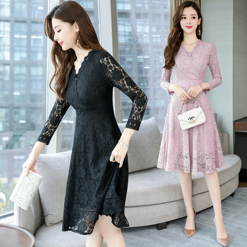 Autumn Winter Vintage Lace Sexy Black 