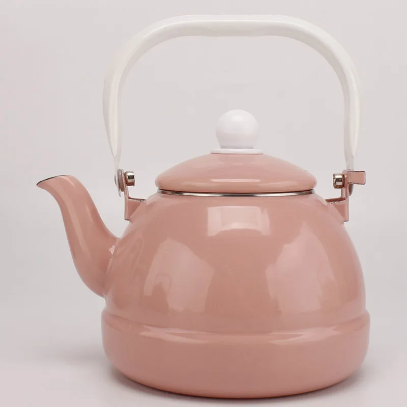 pink enamel teapot