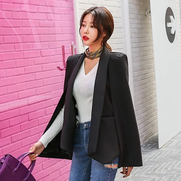 2019 NEW Long Sleeve Cape Blazer Coat 