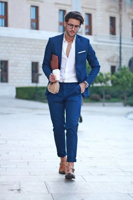 white and blue suit men