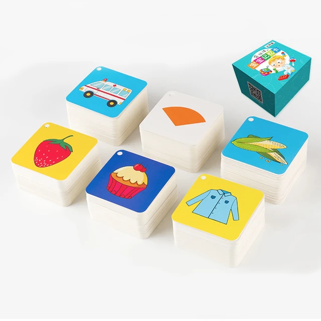 108pcs Kids Baby Learning Education Cognitive Cards Fruit Animal Visual Excitation Montissori Toys English Chinese Flashcards
