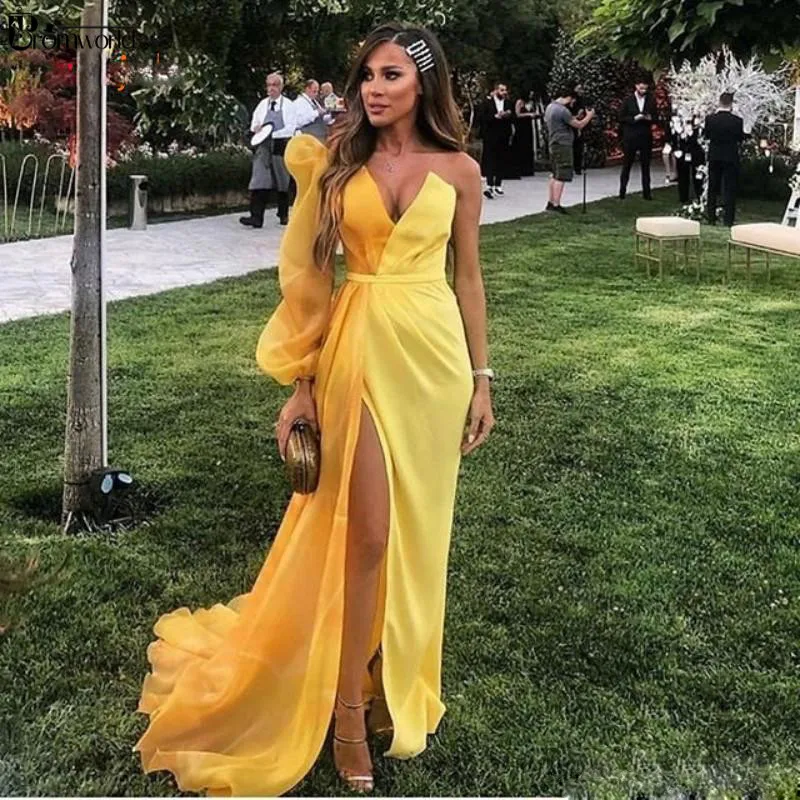 Abendkleider Yellow Dubai Formal Prom 