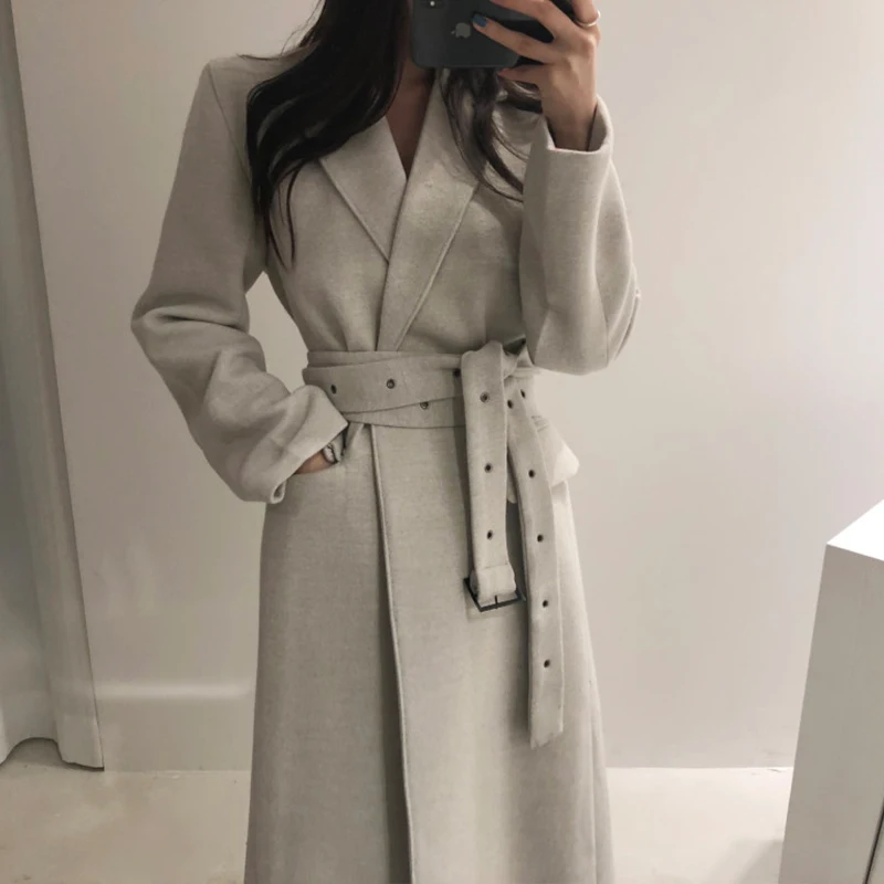 wool long coat with hood