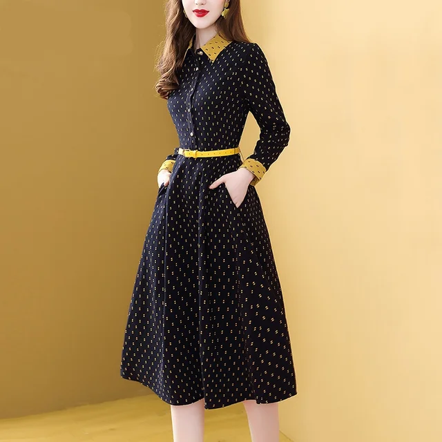 Women Dress Autumn Winter France Retro 