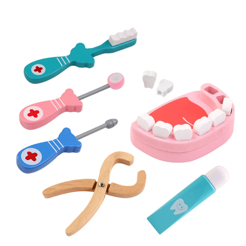 wooden dentist set