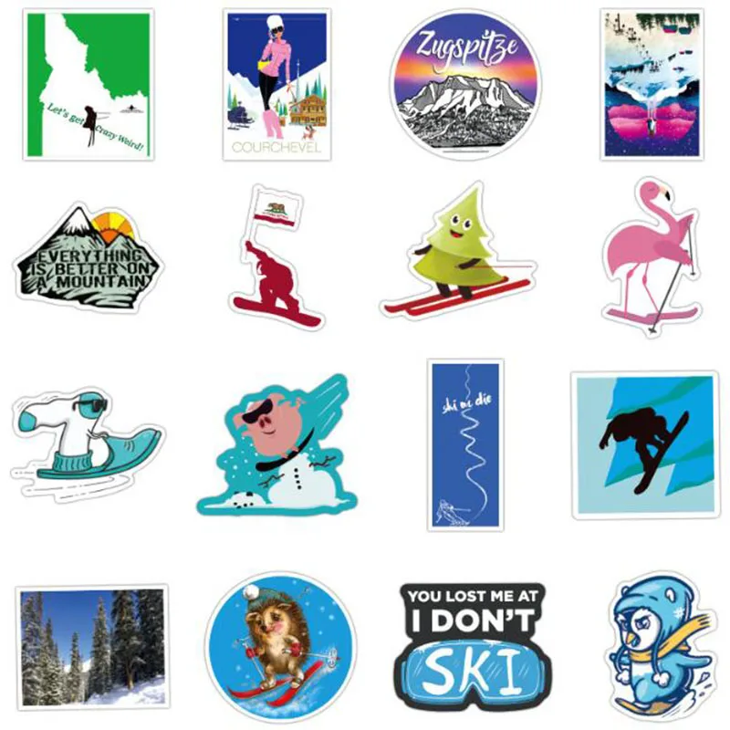 10/30/50pcs Winter Skiing Snow Mountain Graffiti Stickers For Luggage  Laptop Skateboard Snowboard Refrigerator Ski