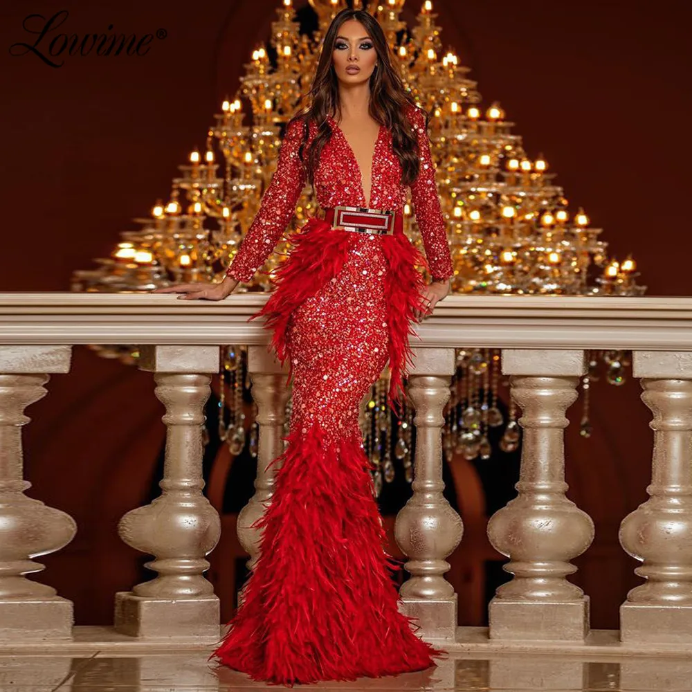 Feather Evening Gown Formal Dress 
