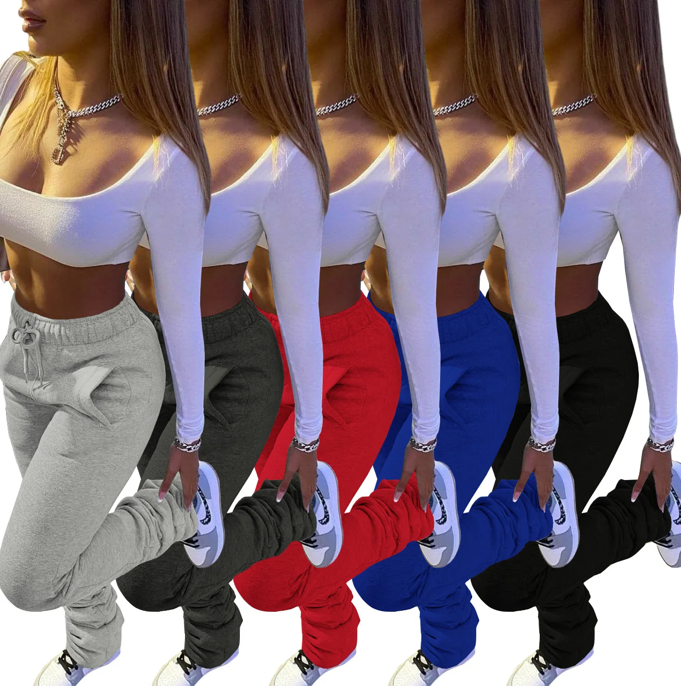 Stacked Sweatpants Women's Fleece Thick 